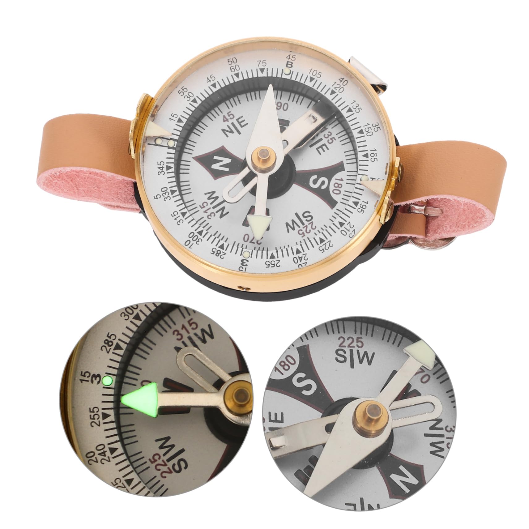 Mipcase orologio bussola navigazione con bussola equipaggiamento da campeggio attrezzatura da campeggio orientamento bussola da escursionismo portatile bussola russa portatile pelle