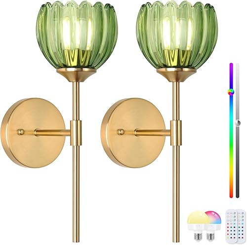 Miniatura 12 de Apliques de pared inalámbricos vintage que funcionan con pilas, luces de pared de latón antiguo con batería recargable, lámpara de pasillo de lujo