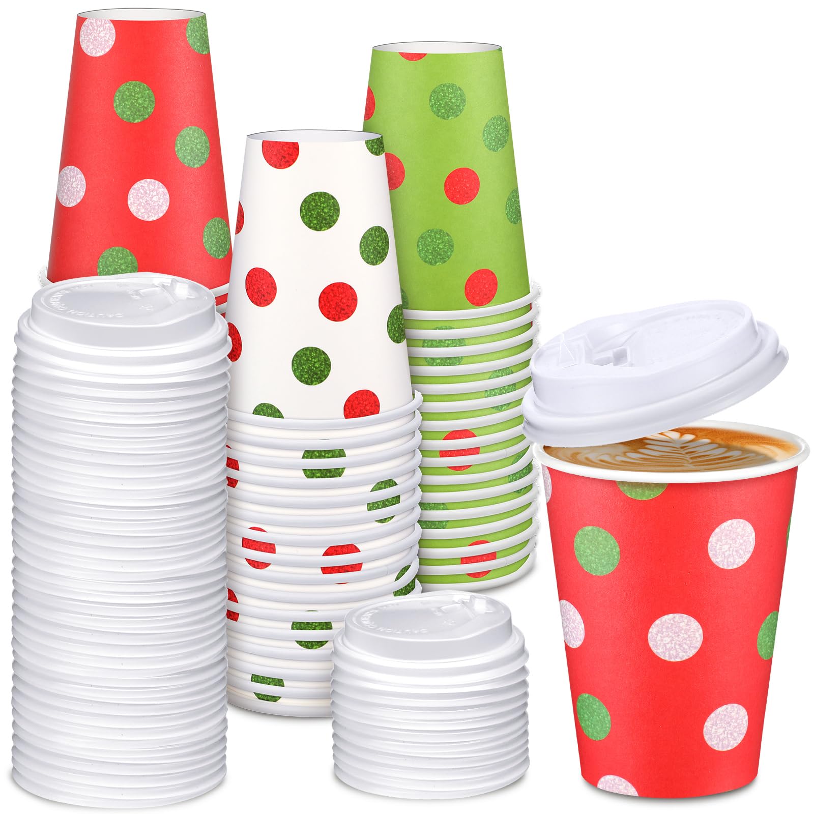 Gobelets café jetables 355ml Noël tasses papier carton avec couvercle