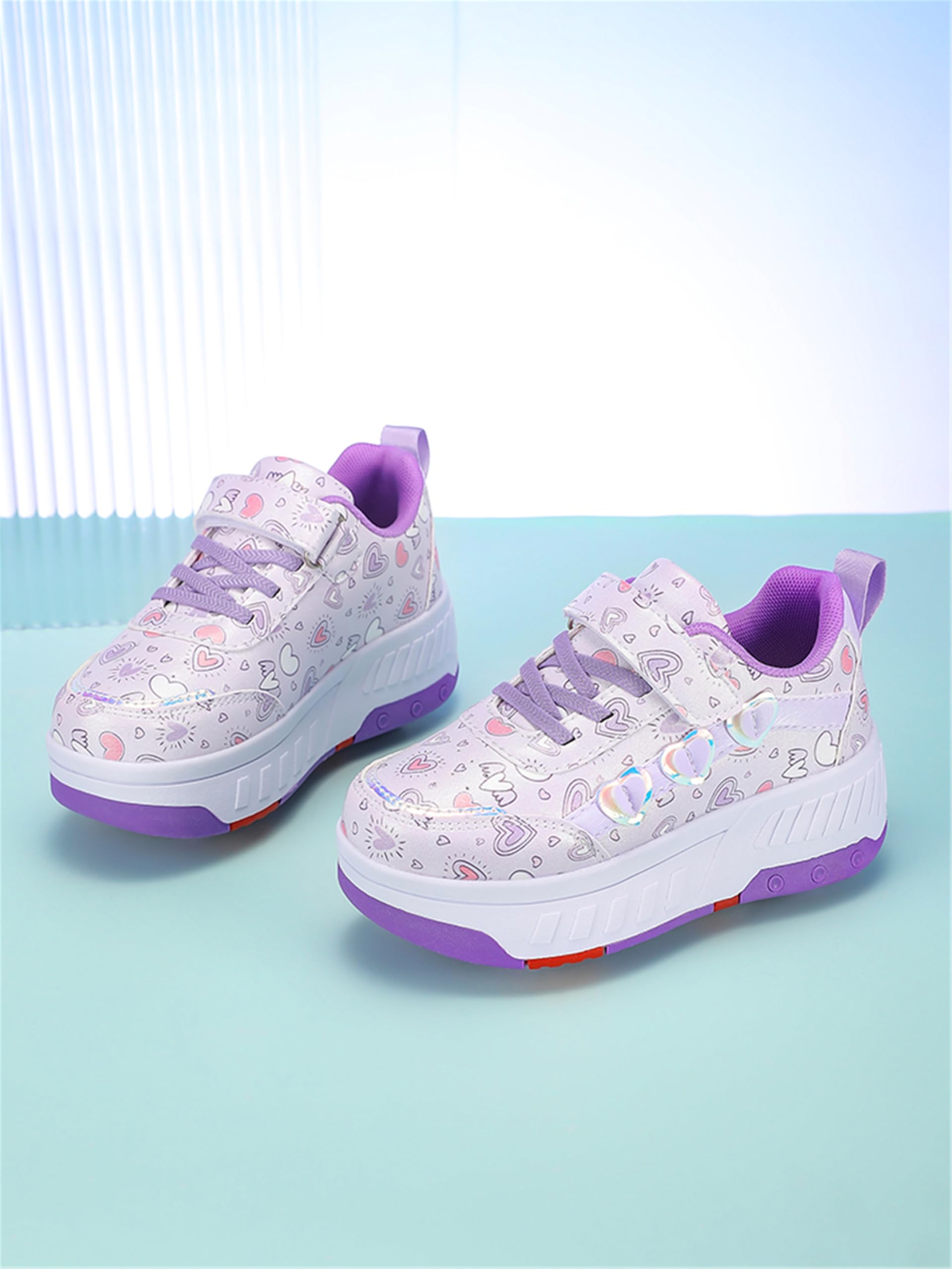 Zapatos con Ruedas para niñas y niños, Zapatillas de Skateboard con Dos Ruedas, Patines Multiusos 2 en 1, Zapatillas Deportivas al Aire Libre con 4 Ruedas Retráctil