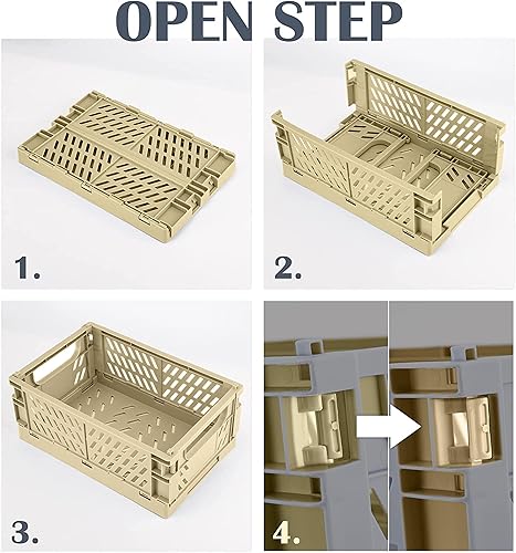 Miniatura 4 de monomono Paquete de 5 cestas de plástico para organizar, cajas plegables plegables para almacenamiento y organización, almacenamiento en el baño
