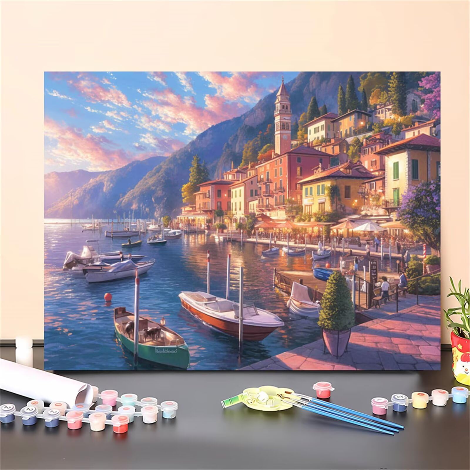 Malen Nach Zahlen Landschaft,Frühling Malen Nach Zahlen Kinder Anfänger,Malen-Nach-Zahlen ab 7 Jahre Mädchen Geschenke,DIY Ölgemälde Set Pinseln Acrylpigment Leinwan,Wanddeko Wohnzimme 80x100cm M-985