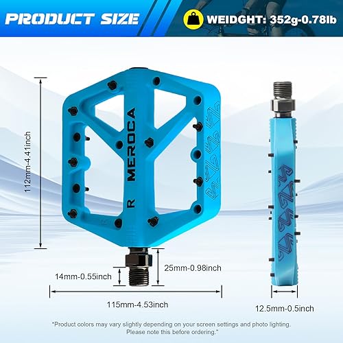 Miniatura 3 de Pedales de bicicleta de montaña, pedales de bicicleta de fibra de nailon antideslizante MTB, pedales de ciclismo ligeros y anchos de plataforma