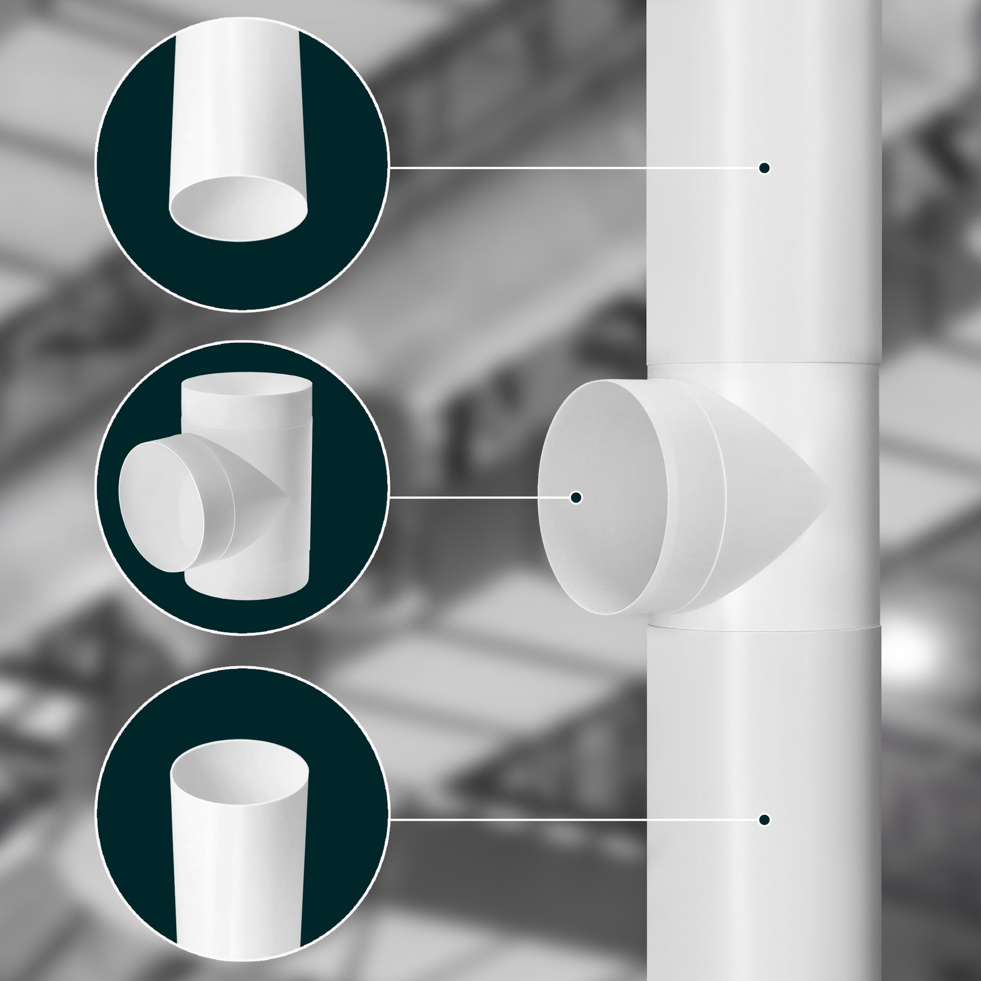 KOTARBAU® Raccord T pour systèmes de ventilation Ø 150 mm en tuyau de ventilation ABS pour conduits de ventilation - Raccord tubulaire à trois voies