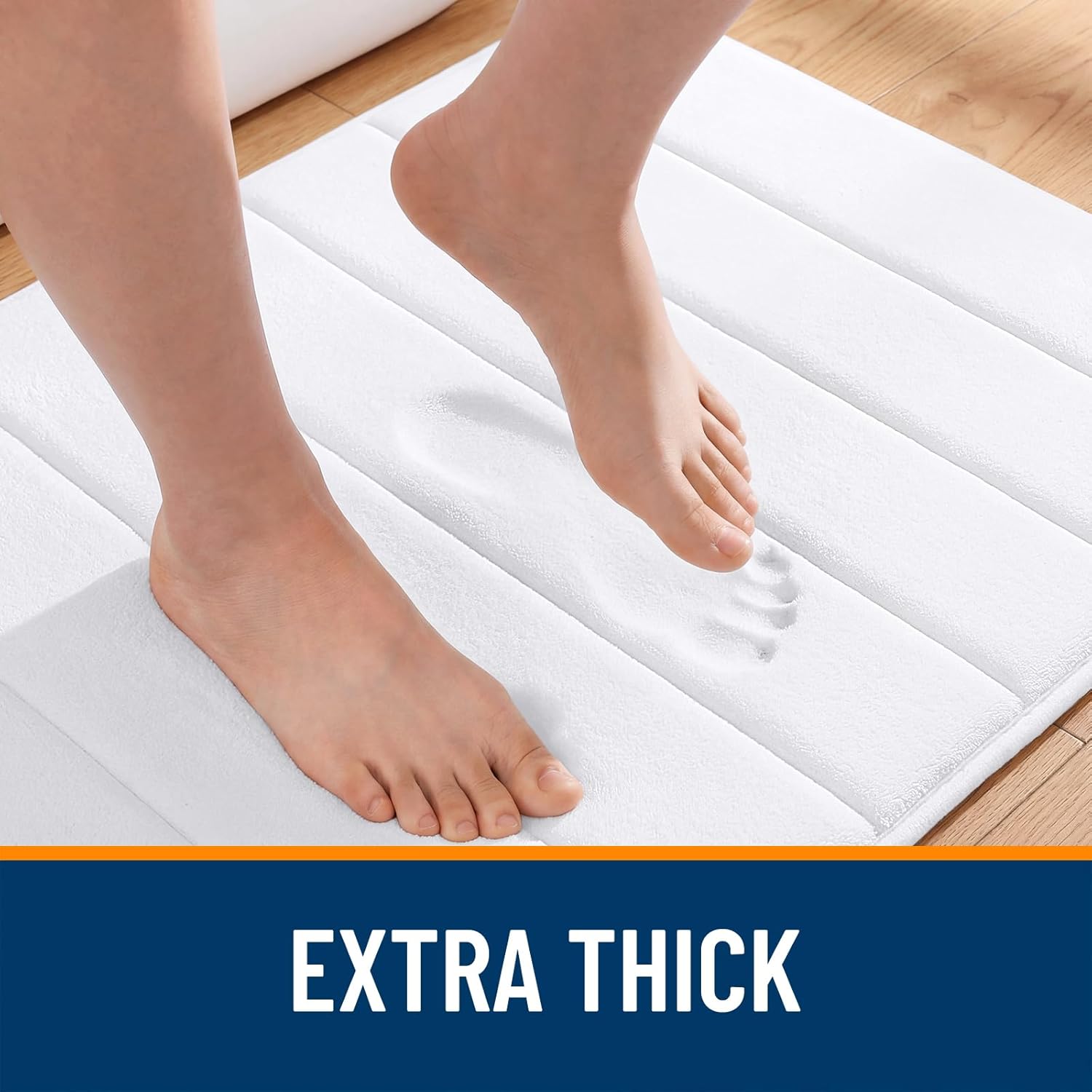 OLANLY Memory Foam Long Bathroom Rugs Runner 47x24, Super Soft Absorbent Bath Mat, Quick Dry, Machine Washable Shower Floor Rugs, Bathmat Carpet, Bathroom Home Decor Accessories, White - Image 6