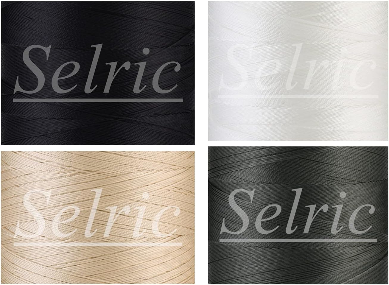 Selric [6000 Yards] UV Resistant High Strength Polyester Thread #69 T70 Size 210D/3 for Upholstery, Outdoor Market, Drapery, Beading, Purses, Leather [Beige+Black+Dark Grey+White]