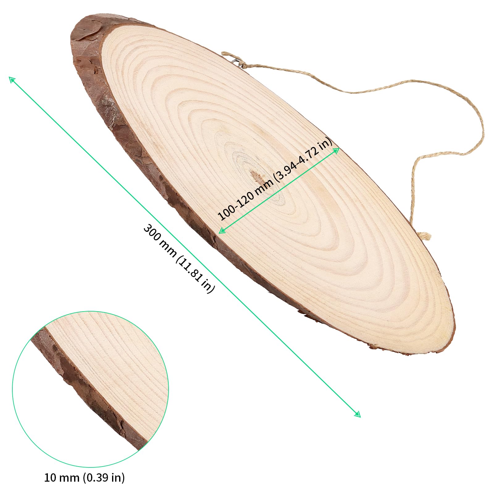 FUNSUEI 10 dischi ovali in legno, diametro 30 cm, forma ovale, dischi di legno incompiuti per fai da te