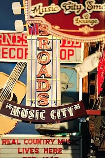 Laminated Music City Nashville Country Music Retro Signs Photo Poster TN Tennessee Bar Restaurant Photograph Poster Dry Erase Wall Art 24x36