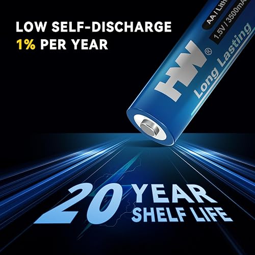 Miniatura 5 de HW Paquete de 24 baterías AA de litio 1.5 V, 3500 mAh Batería doble A de larga duración para dispositivos domésticos, cámaras, controles remotos,