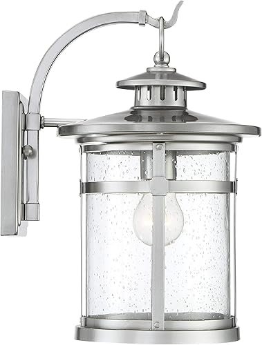 Miniatura 7 de Franklin Iron Works Callaway - Juego de 2 lámparas de pared industriales modernas para exteriores, marco de farol de metal cromado, paneles de