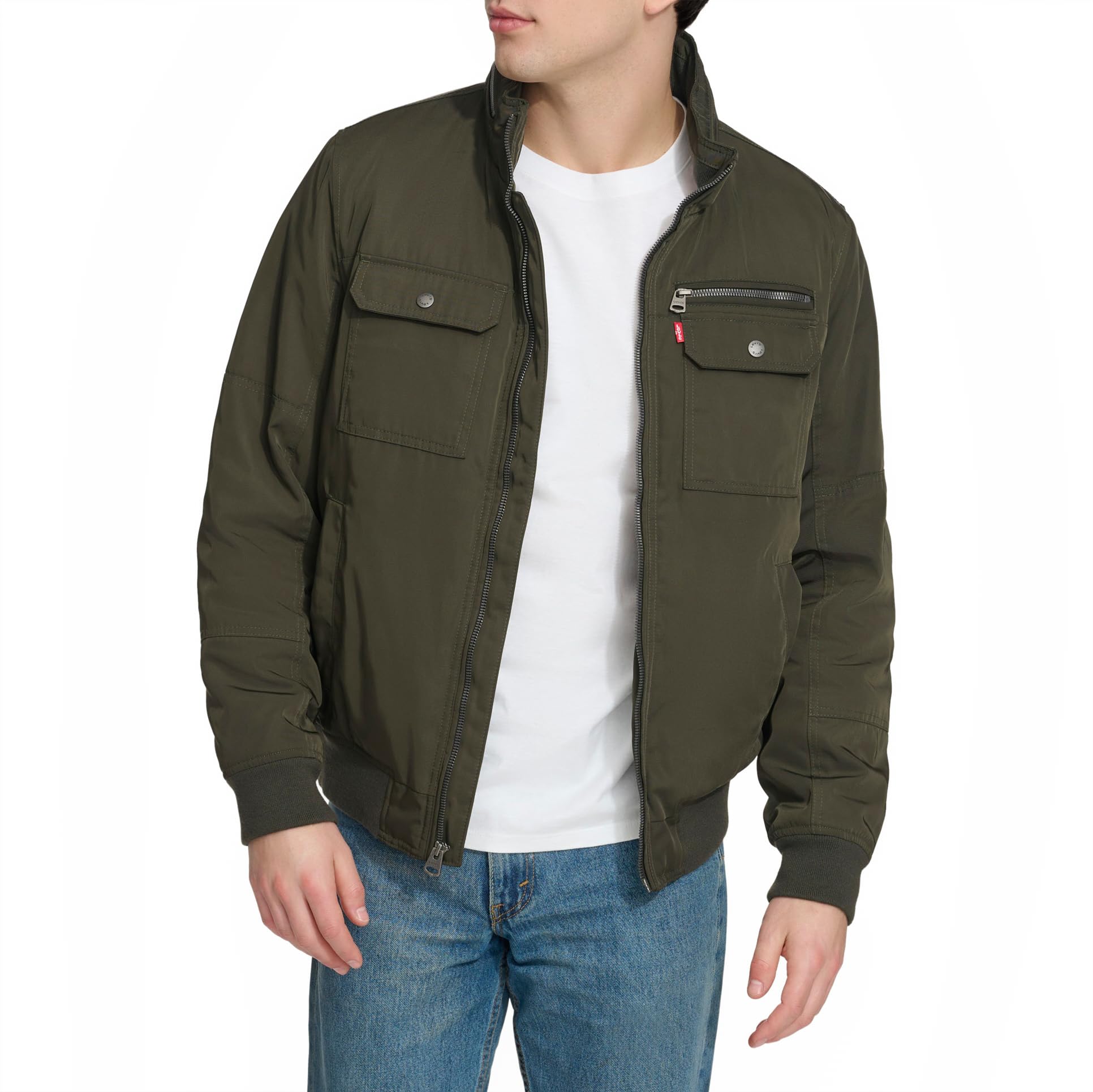 Levi's Men's Stand Collar Utility Bomber, Army Green, S