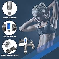 Vista 2 de Cuerda de saltar, contador digital de cuerda de salto de velocidad para interiores y exteriores, entrenamiento de boxeo, cuerda de saltar