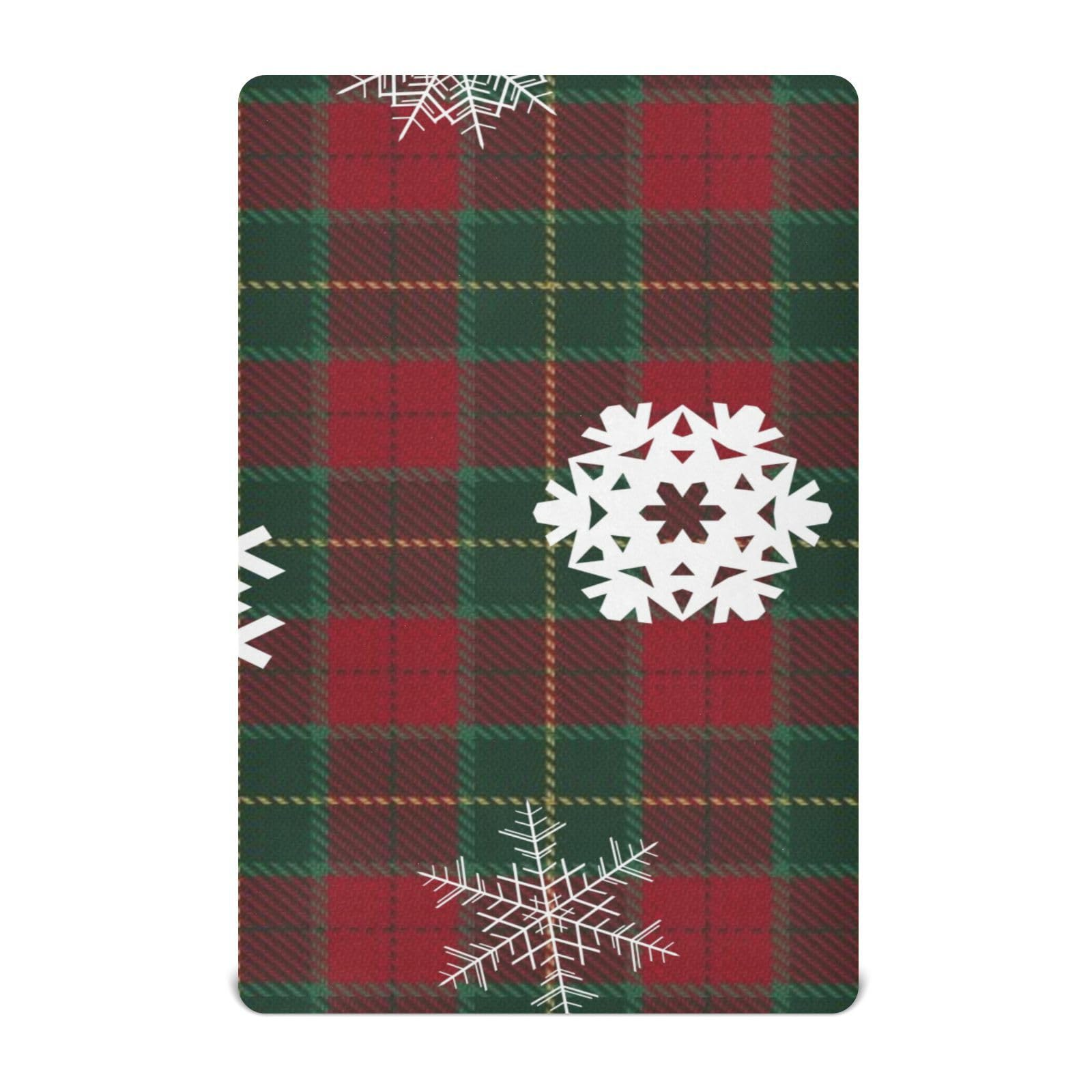 Moudou Christmas Snowflake Plaid Playard Sheet for Boy Girls, Soft Breathable Fitted Toddler Sheet for Standard Playard Bed Mattress, 39 x 27 x 5 Inch