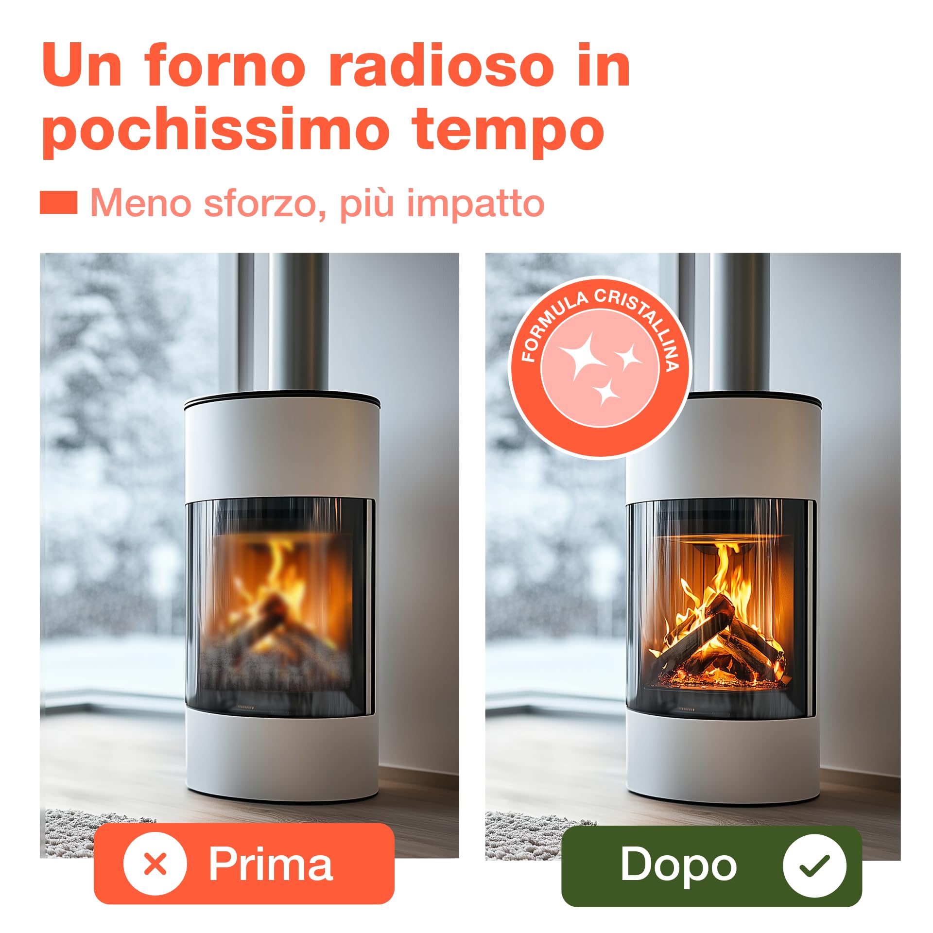 bio-chem Detergente vetro camino stufa inserto 3x 500ml + panno microfibra | Pulitore vetri e caminetti, anche per forno - Manutenzione delle superfici vetrate degli apparecchi riscaldanti