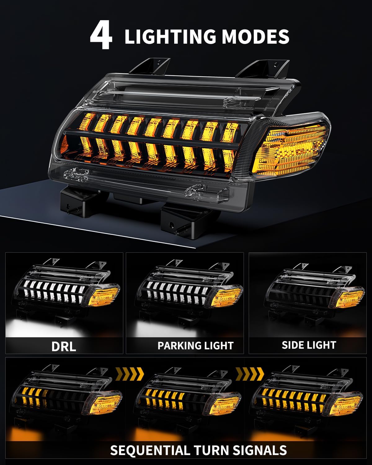 New Upgrade Smoke Lens LED Fender Light Kit for JL Wrangler JT Gladiator, LED Turn Signal Lights with DRL & Side Marker Lights Replacement for Jeep Wrangler JL JT 2018-2023