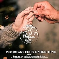 Vista 4 de Regalos de boda para parejas: adornos para casados de primera Navidad 2024, adorno de primera Navidad como Mr & Mrs Ornament, regalos de despedida