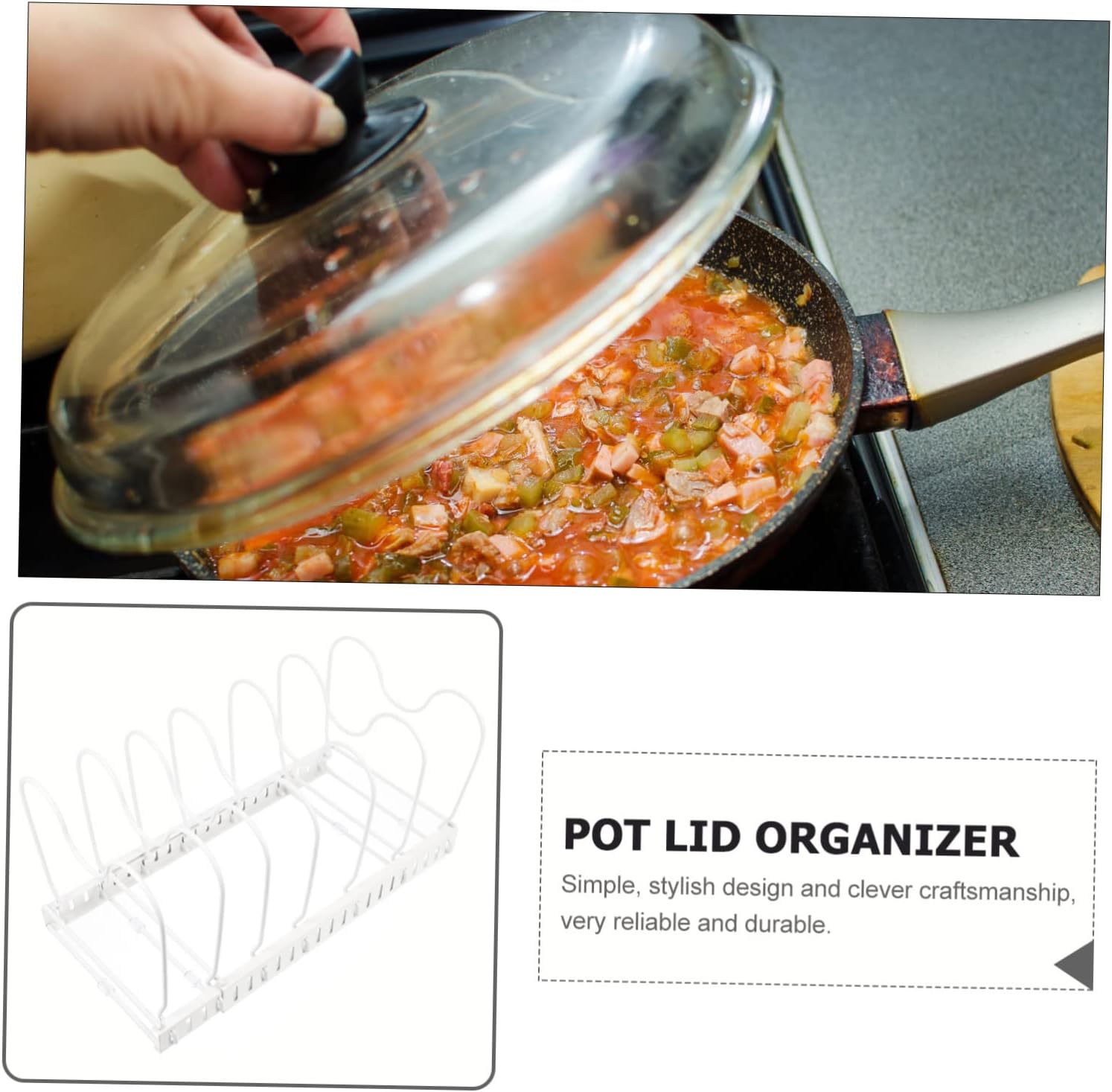 Unomor Pot Lid Stand Telescopic Pot Lid Rack Storage Rack Kitchen Gadget for Tidy Kitchen
