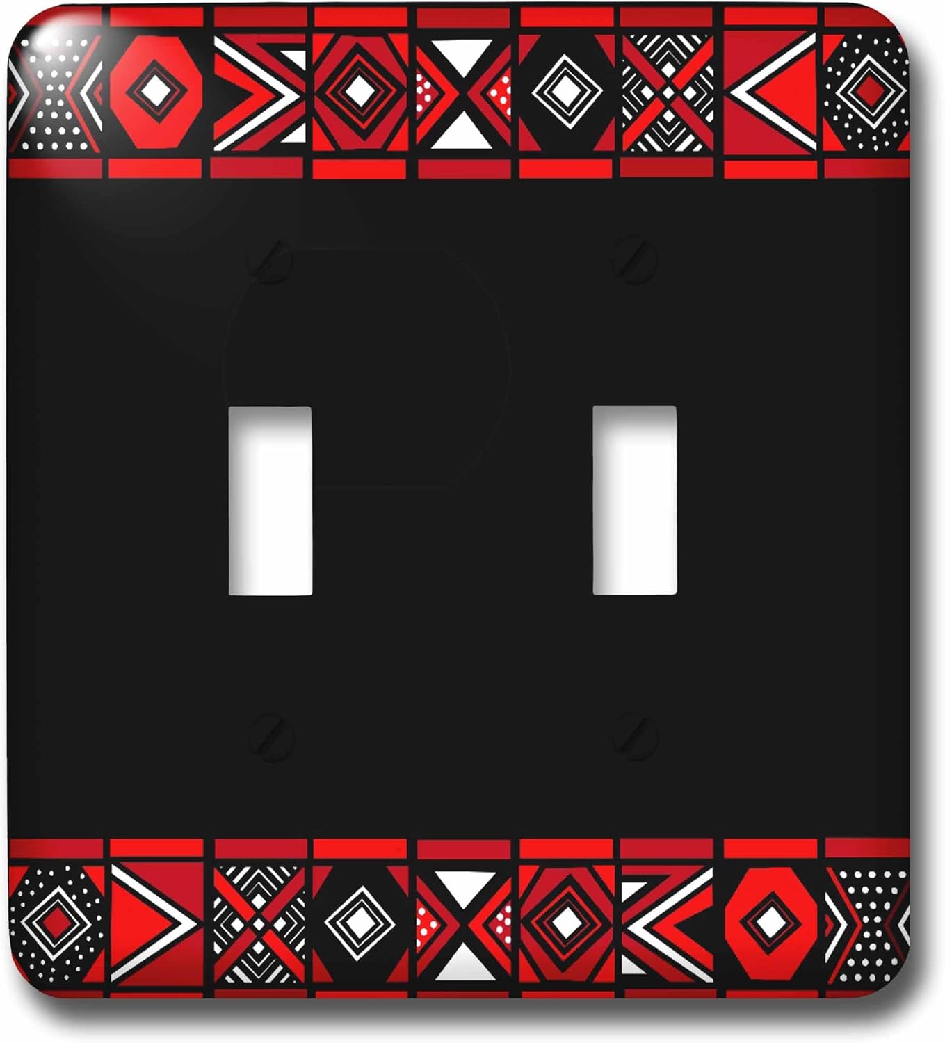 3dRose LLC lsp_76555_2 Red and Black African Pattern Art of Africa Inspired By Zulu Beadwork Geometric Designs Double Toggle Switch