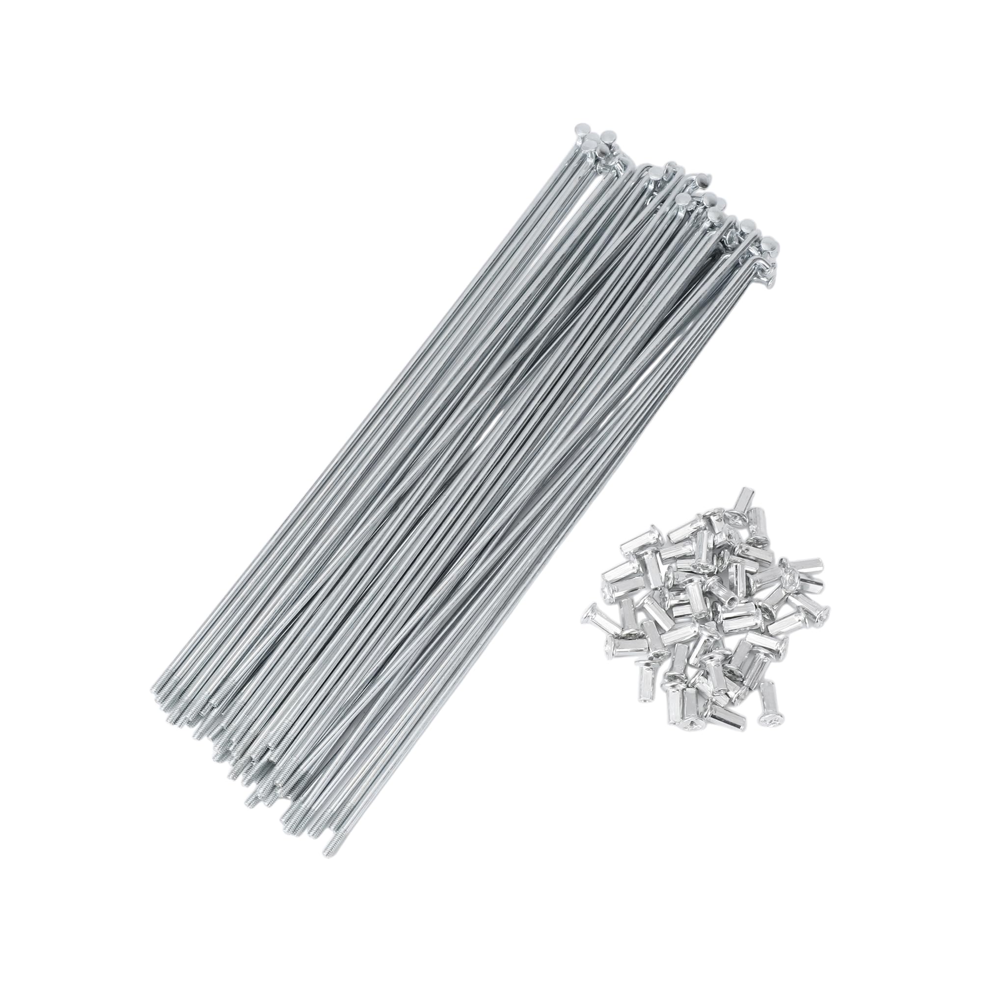 X AUTOHAUX 48 Set 10G Bicycle Spokes 250mm Bike Wheel Spokes Carbon Steel Galvanized Silver Tone