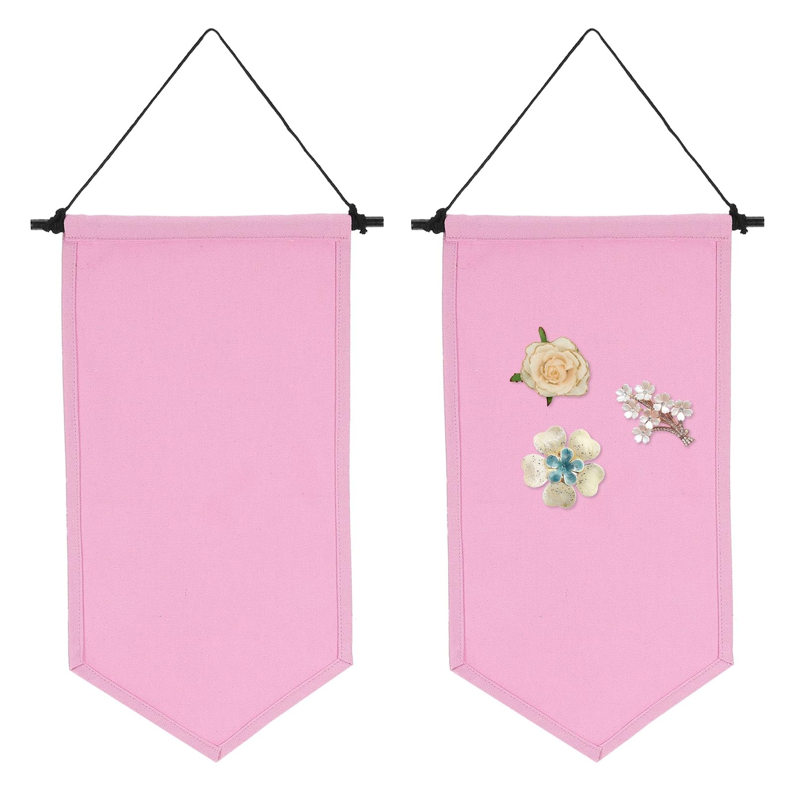 sourcing map 2Pcs Blank Wall Canvas Banner, Enamel Pin Display Banner, Blank Banner with Wooden Pin, DIY Wall Decoration for Enamel Pin, Badge, Display, Lapel Collection, Pink
