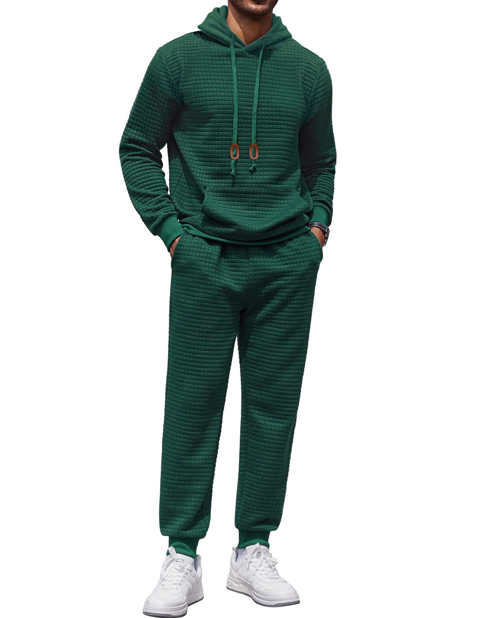 Buy COOFANDY Men's Tracksuit 2 Piece Waffle Hoodie Sweatsuits Sets 500x660 2