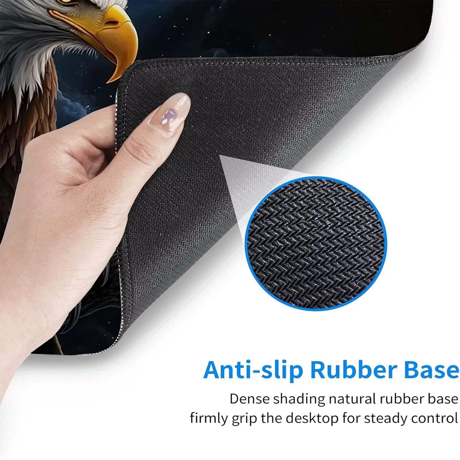 Tappetino Mouse Gaming, 1200x600mm Tappetino Mouse XXL nero 0c0-333 | Mouse Pad Grande, Ottimizzato per i Sensori da Gioco, Migliora Precisione e Velocità, per Mac e PC, Aquile (2)