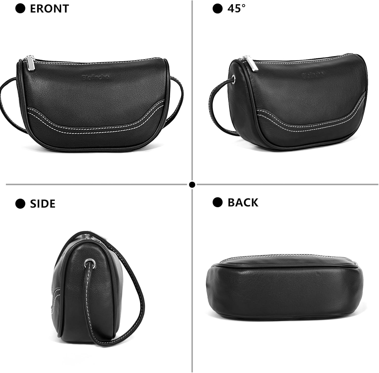 Genuine Leather Mini Crescent Bag for Women, Small Crossbody Hobo Purse for Evening Out & Shopping, Lightweight and Compact