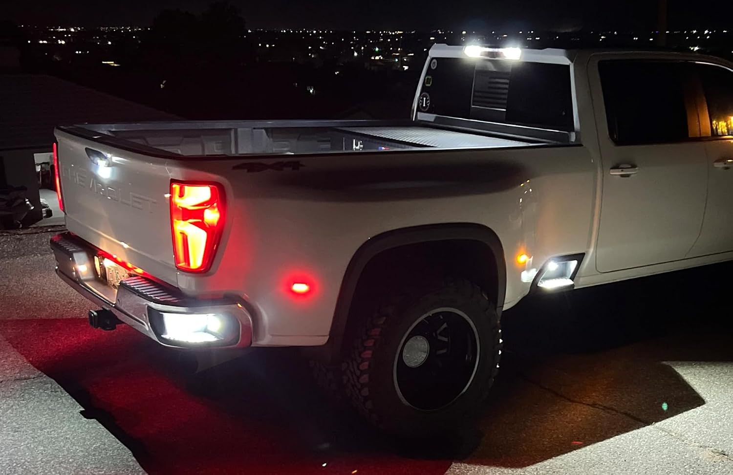 iJDMTOY Semi-Clear Lens Amber/Red Full LED Dually Rear Fender Marker Lights Compatible with Chevy/GMC 2015-up 2500HD 3500HD Double Wheel Fender Bed, Powered by Total 60 LEDs