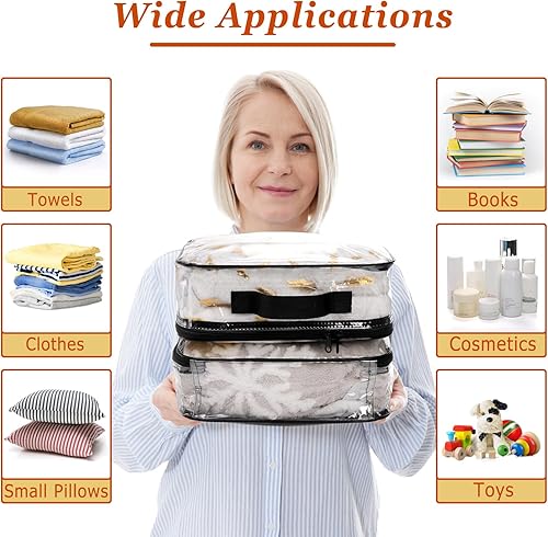 Miniatura 7 de Fasmov Paquete de 6 cubos grandes de embalaje de viaje transparentes, organizador de PVC transparente, bolsas de almacenamiento de vinilo con