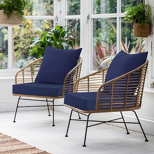 Miniatura 6 de Favoyard Juego de cojines de asiento para exteriores, 19 x 19 pulgadas, impermeables y resistentes a la decoloración, cojines para muebles de patio