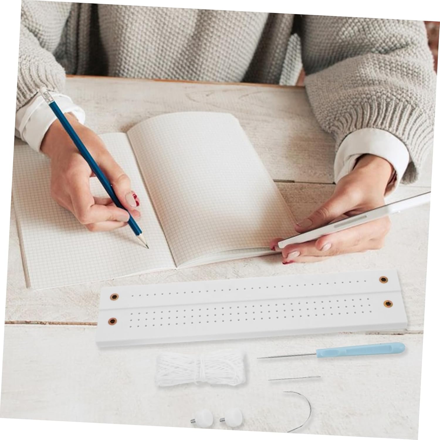 Housoutil Handmade DIY Bookbinding Kit with Ruler Awl Thread Book Clamps Complete Journal Tools for Travel Diaries Planners Scrapbooks Easy for Beginners