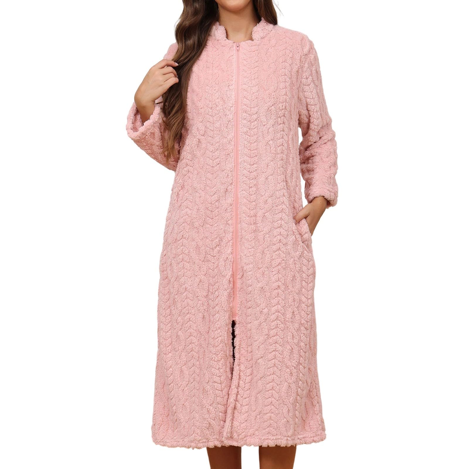 Generisch Accappatoio morbido e lungo in pile, accogliente abbigliamento da casa, kimono per comfort e calore a casa, design elegante