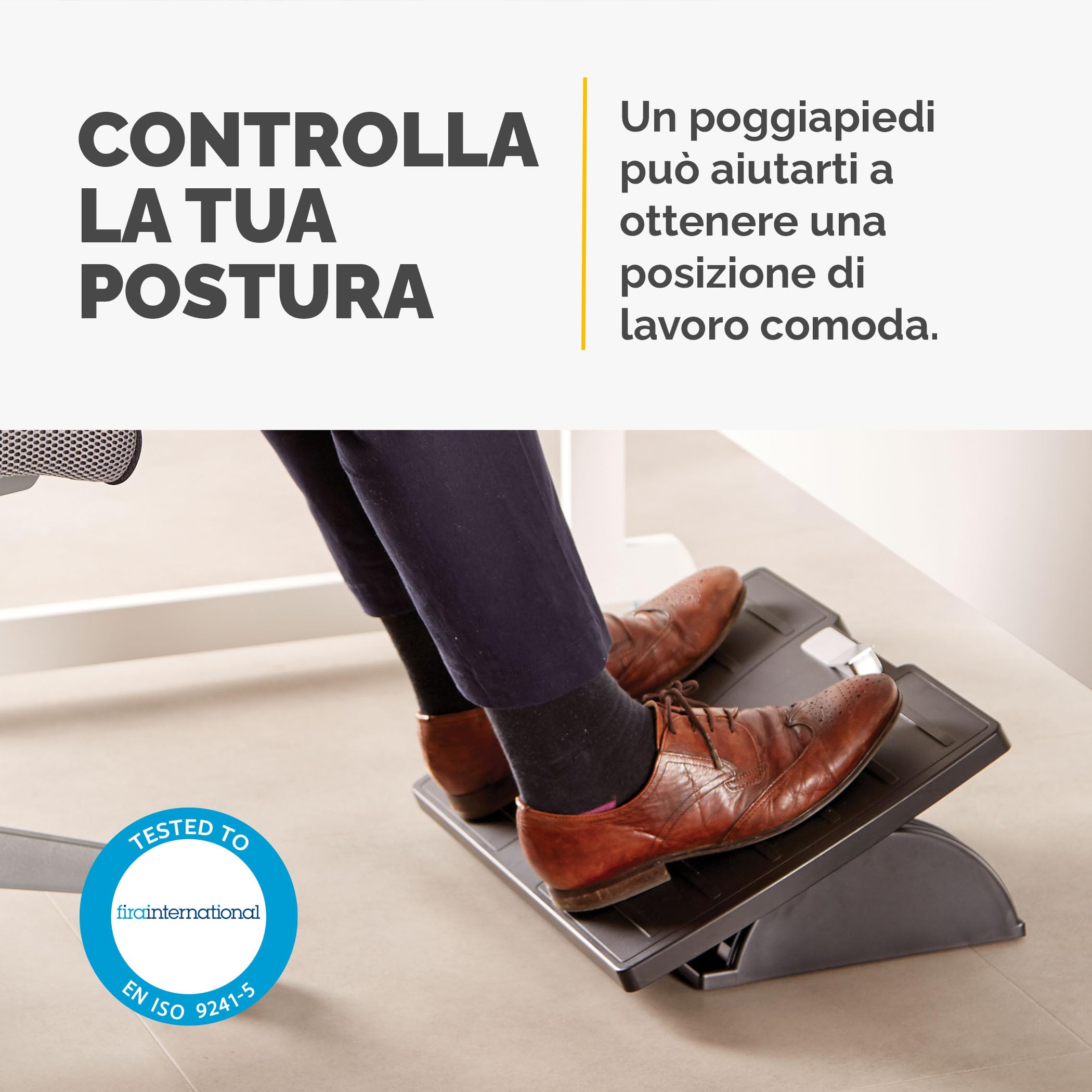 Fellowes Poggiapiedi con Microban Office Suites, Regolabile in Altezza, Poggia Piedi Ergonomico per Casa e Ufficio, Con Piattaforma Basculante, Accreditato FIRA, Colore Nero