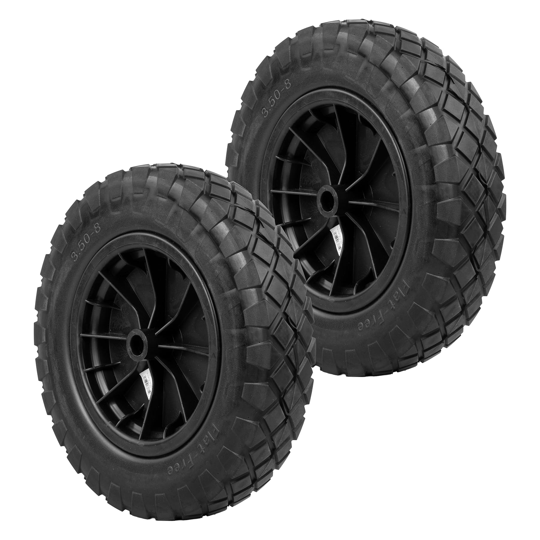 Kct (2 Pcs 14" Wheel) Wheelbarrow Repair 3.50 - 8 Replacement Standard Tyre & Axle Kit Heavy Duty Puncture Proof