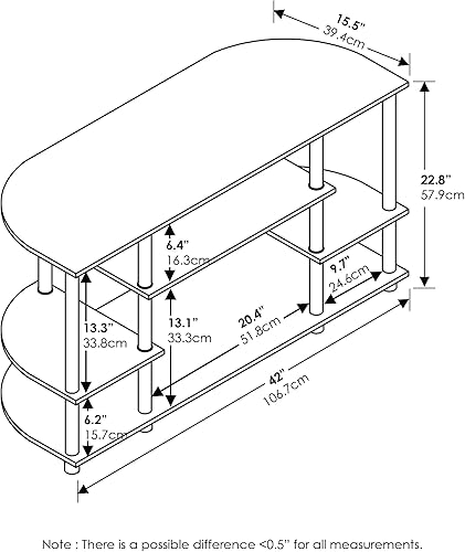 Miniatura 3 de Furinno JAYA - Soporte esquinero para TV, diseño simple, color espresso/negro Espresso / negro,Columbia Nogal/Negro,Roble
