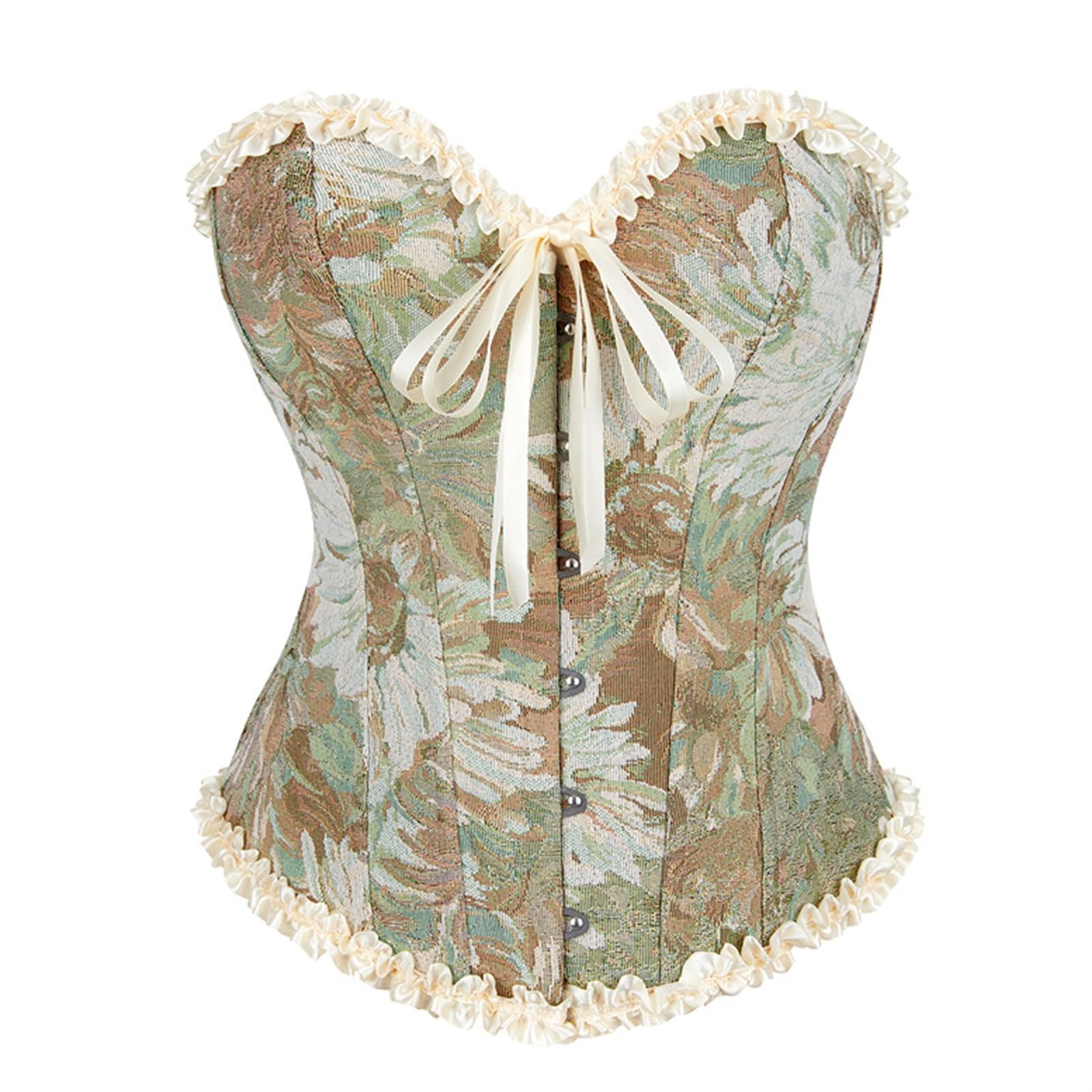 Generico Crossdresser Corsetto Donna Elegante Corsetti Cosplay Bustino Cuore con Lingerie Corpetto Sexy Corpetti Pirata Pizzo