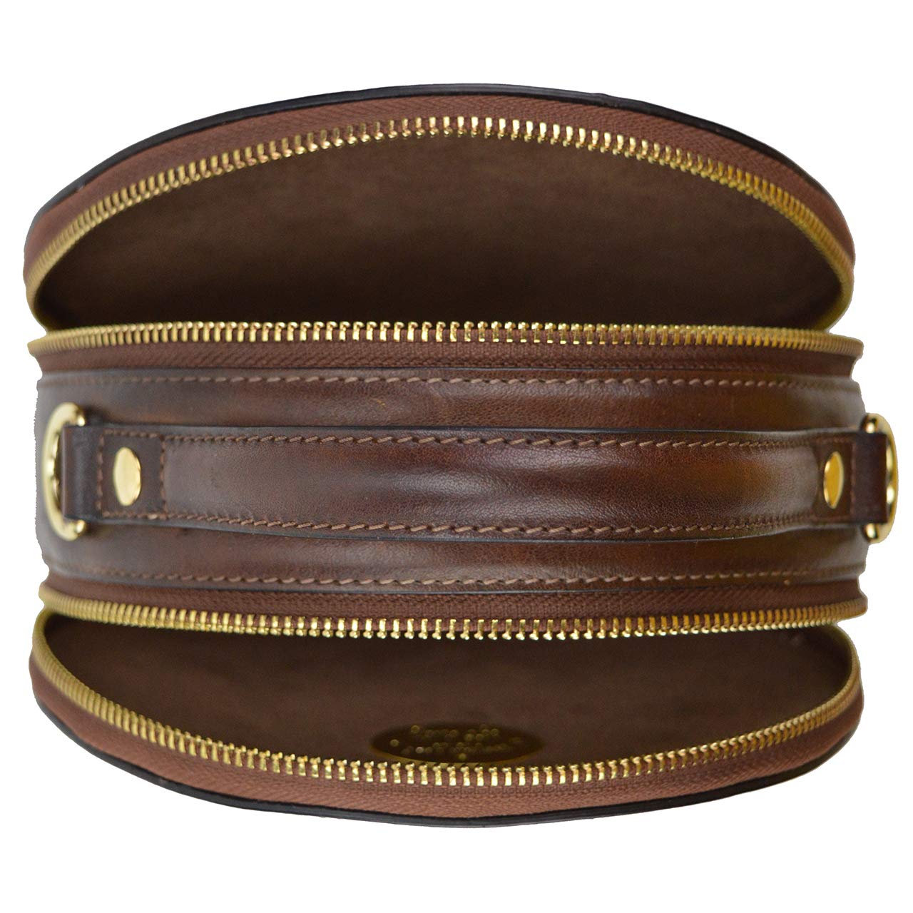 Pratesi Troghi B188 Sac fourre-tout en cuir de vache pour femme, marron, 19.00x19.00x8.00 Cm