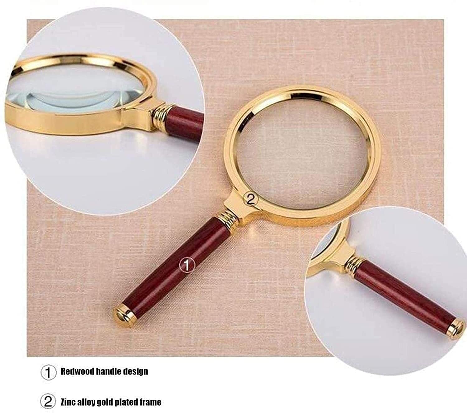 Lenti di ingrandimento Lente di ingrandimento ad Alta capacità di riconoscimento Adatta per la Lettura di Libri per Anziani Identificazione Oro 60mm 15X Lente d