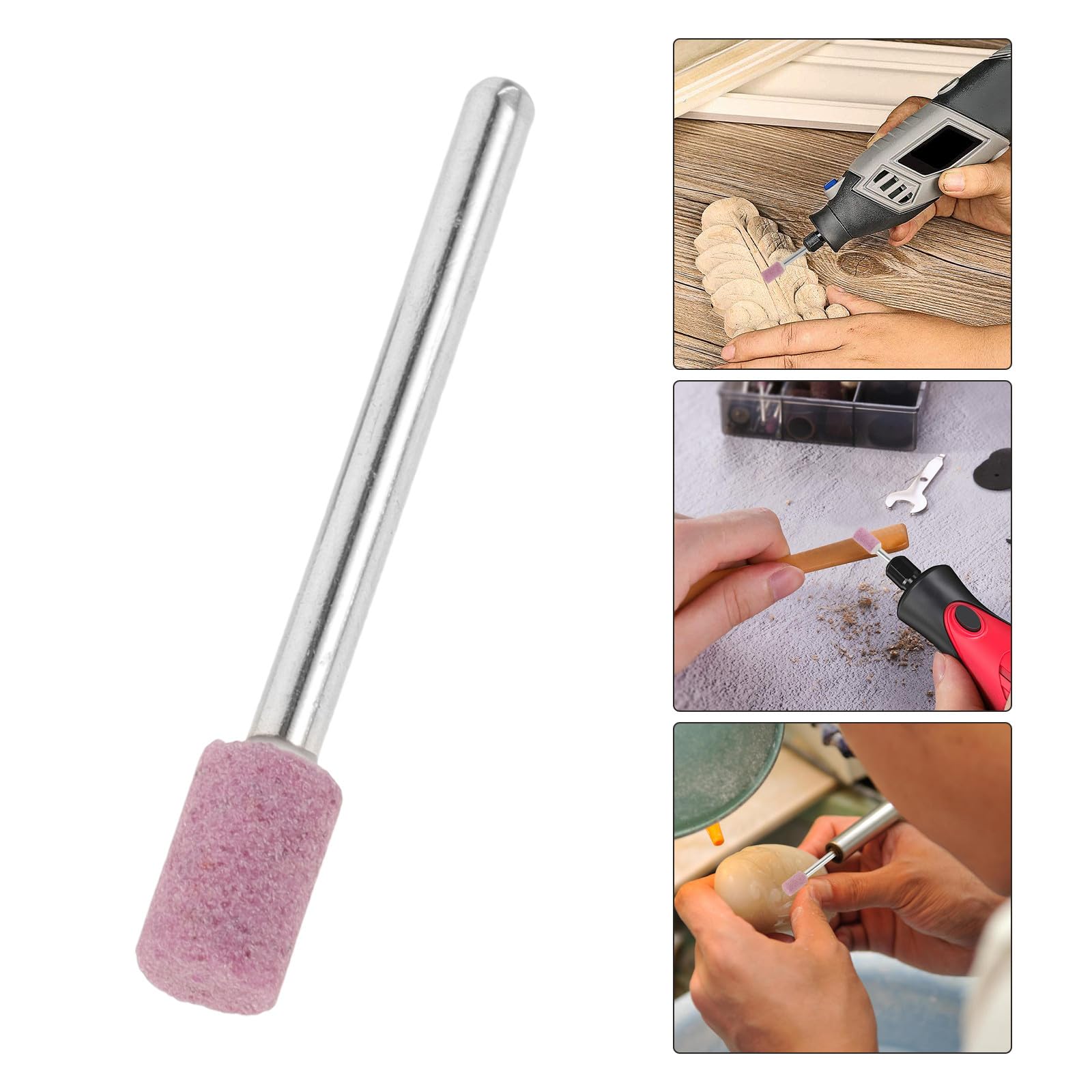 Healeved 50 Punte Mola Abrasiva Montata in Pietra 3x6 Mm Rosa per Trapano, Punte per Rettifica Professionale Utensili Rotanti, Set da 10 Pezzi per Molatura e Lucidatura Industriale