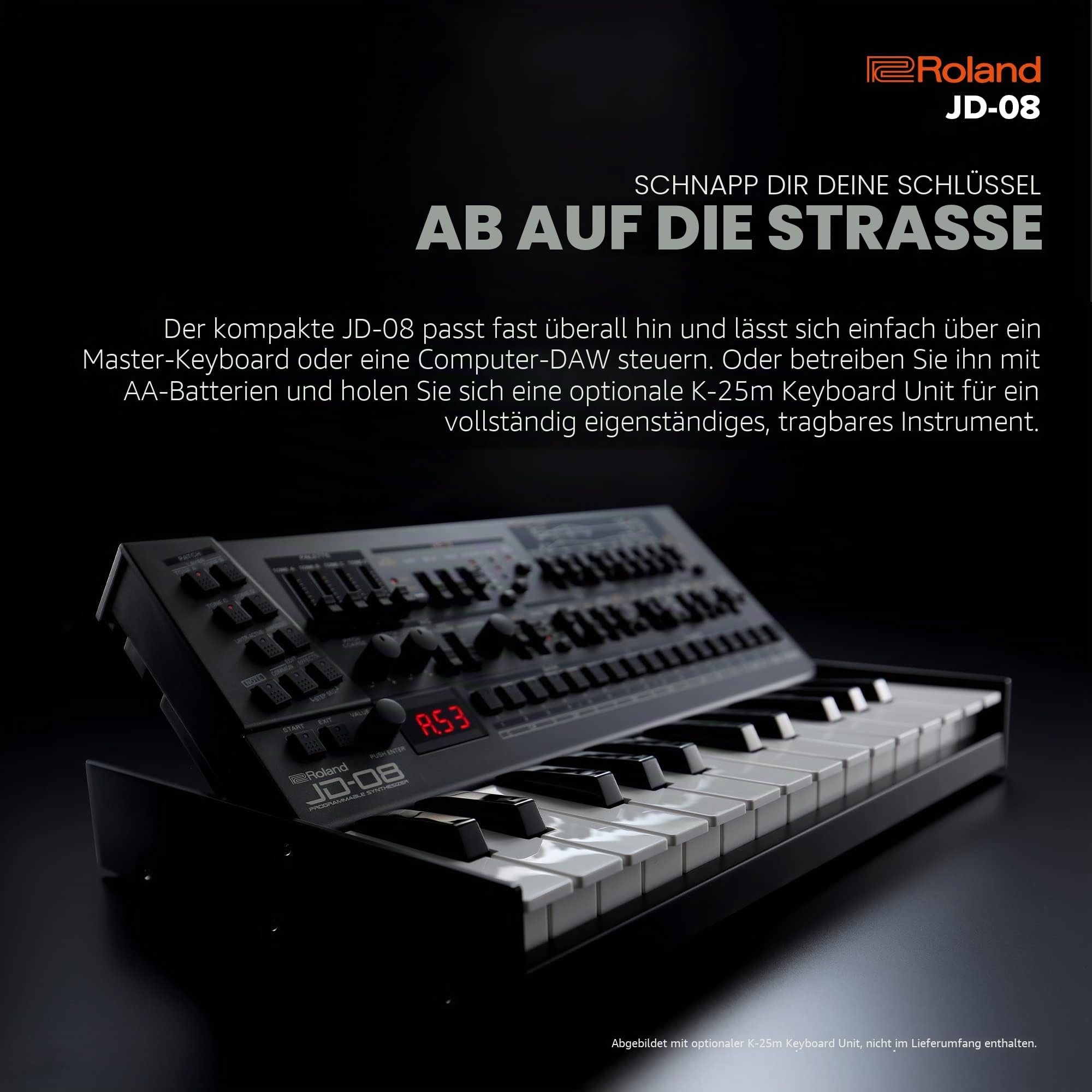 Roland JD-08 Soundmodul Boutique-Synthesizer – Kompakte, moderne Nachbildung des legendären Roland JD-800 aus den 90er Jahren mit neuen Effekten, polyphonem Sequencer und mehr – Leicht, mobil