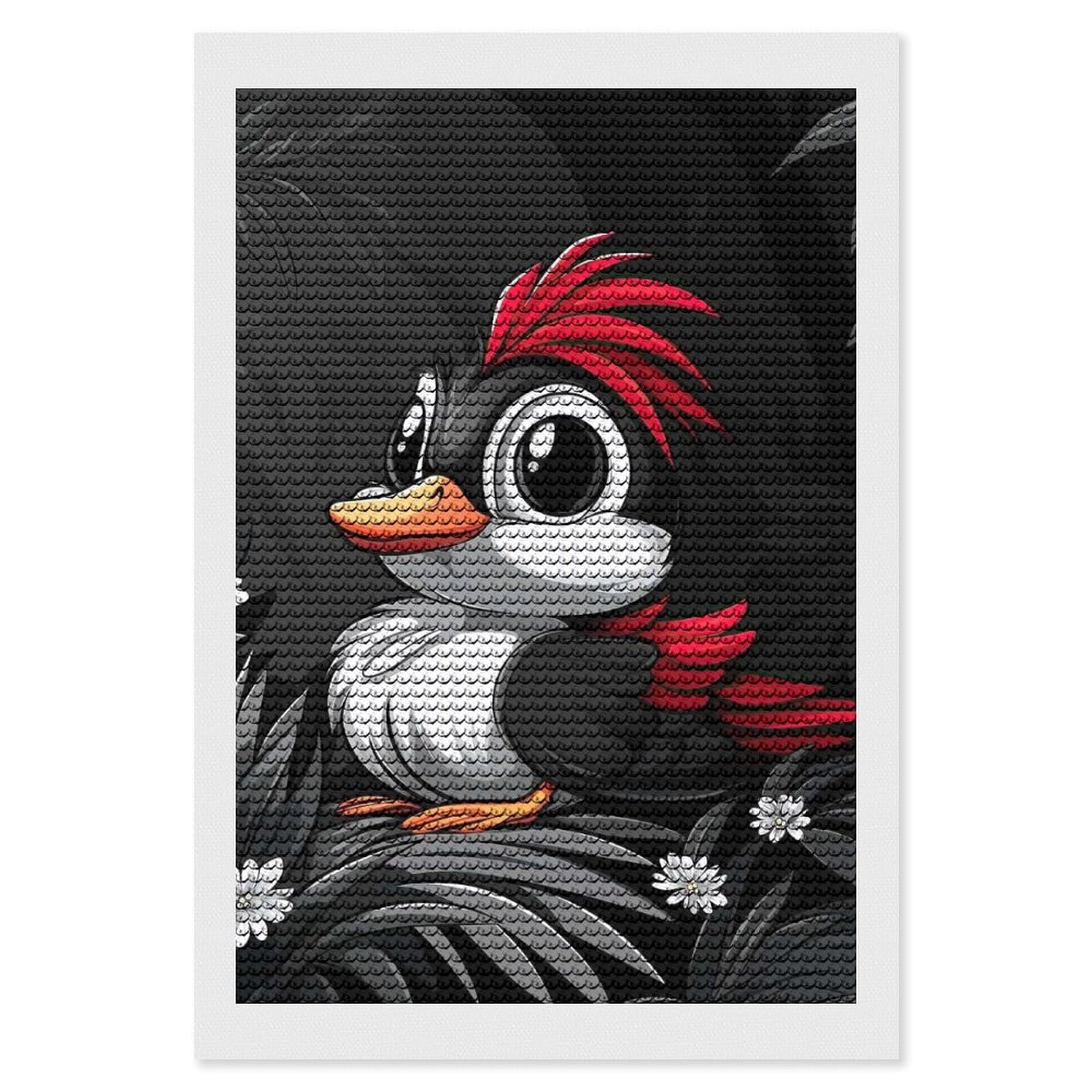 Junmoney Cute Cartoon Bird DIY Diamond Art Canvas Kit 8"x12", Simple to Start, Fun Craft Experience, Modern Decor, Gift Idea, Adhesive Canvas