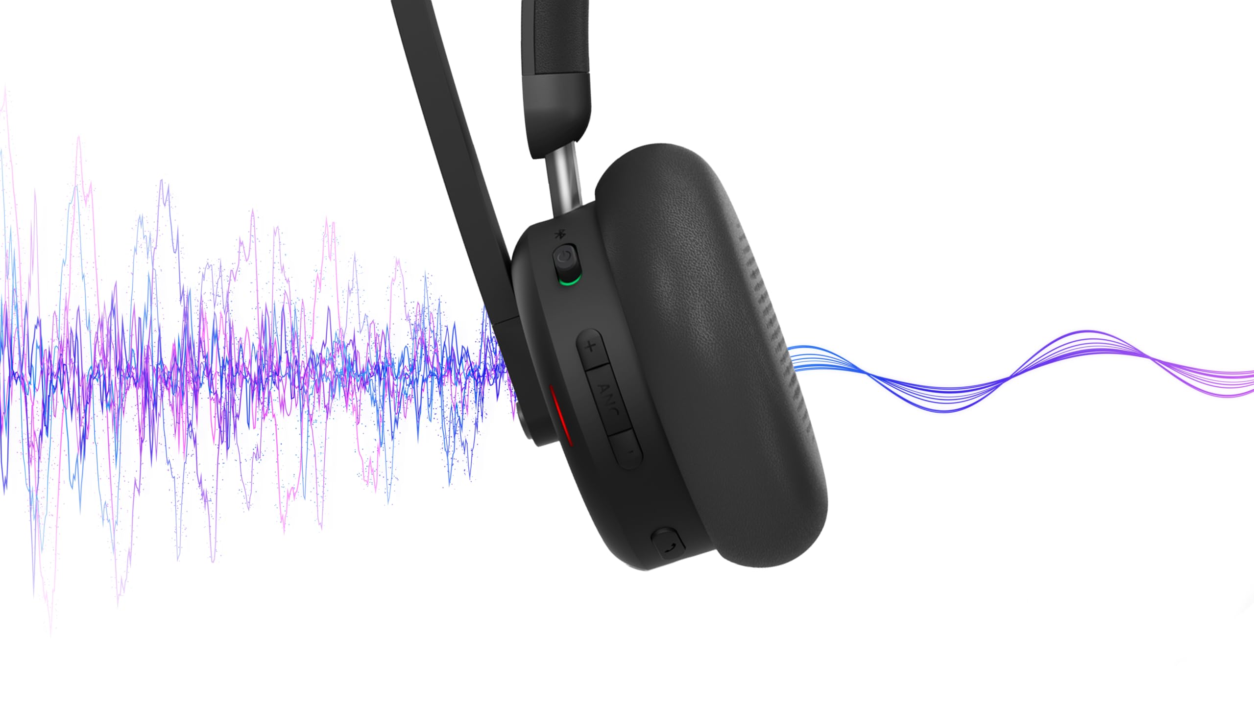 Lenovo 6550 - Headset - On-Ear - Bluetooth - kabellos - aktive Rauschunterdrückung - Schwarz - Zertifiziert für Microsoft Teams