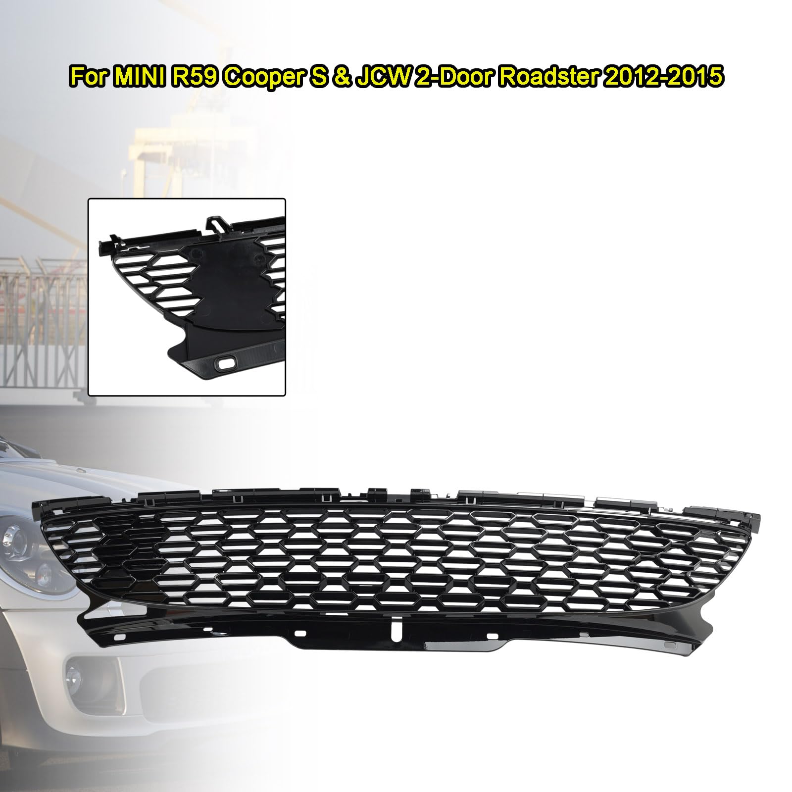 Griglia paraurti anteriore Gloss Black Front Bumper Grill Grille Fit for Mini R55 R56 R57 R58 R59 Cooper S & for JCW (No Logo)
