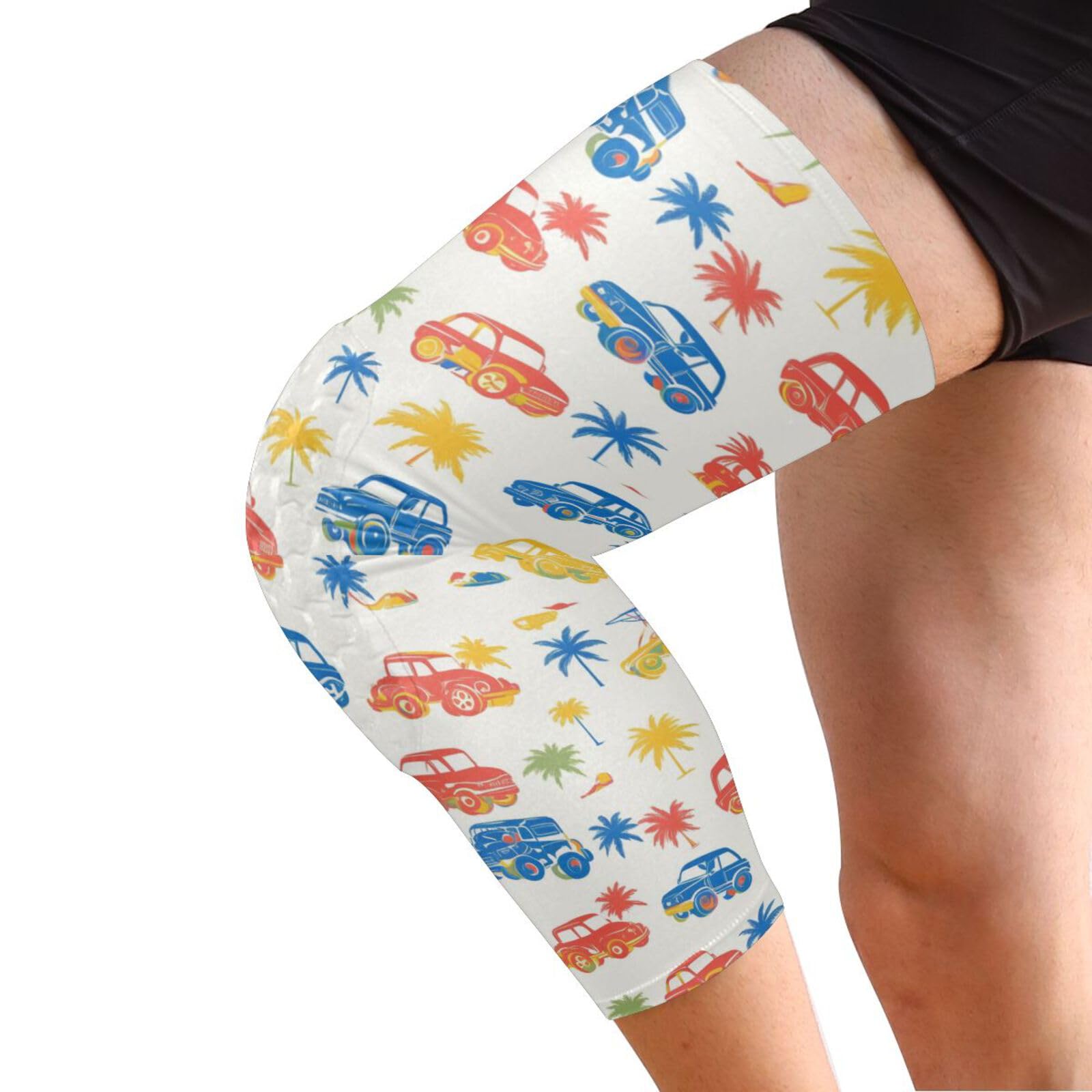 JUNZAN Tropical Monster Cars Basketball Knee Pads for Youth Kids Wrestling Knee Pads with Sleeves Sport Kneepads for Volleyball Football Beige