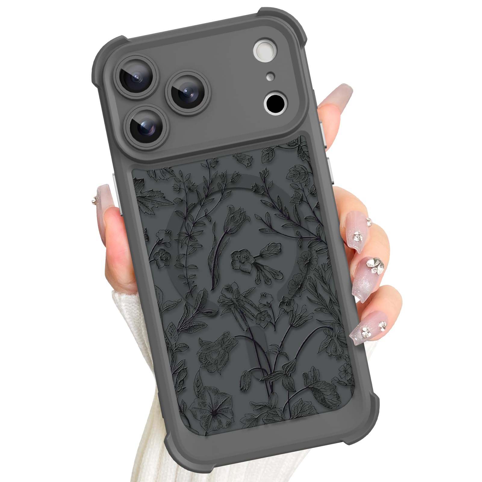 Coque iPhone 17 Pro Max compatible MagSafe fleur de sauge mate antichoc - 8