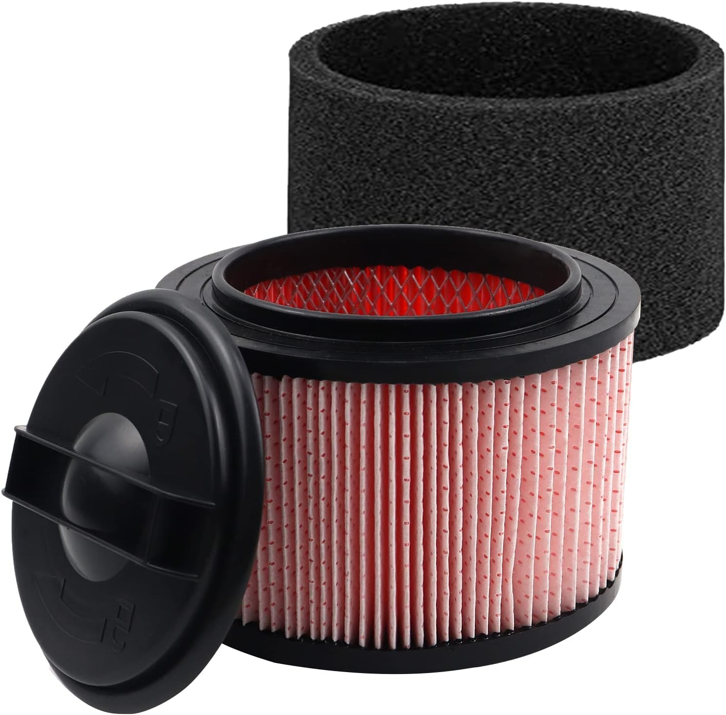 Fine Dust Cartridge Filter Compatible with Vacmaster VF408, Vacmaster VF410P, Wet/Dry Vac Beast VFB511B 0201 and Cleva Industrial VF408B (1 Pack Vacuum Filter and 1 Pack Foam Filter)
