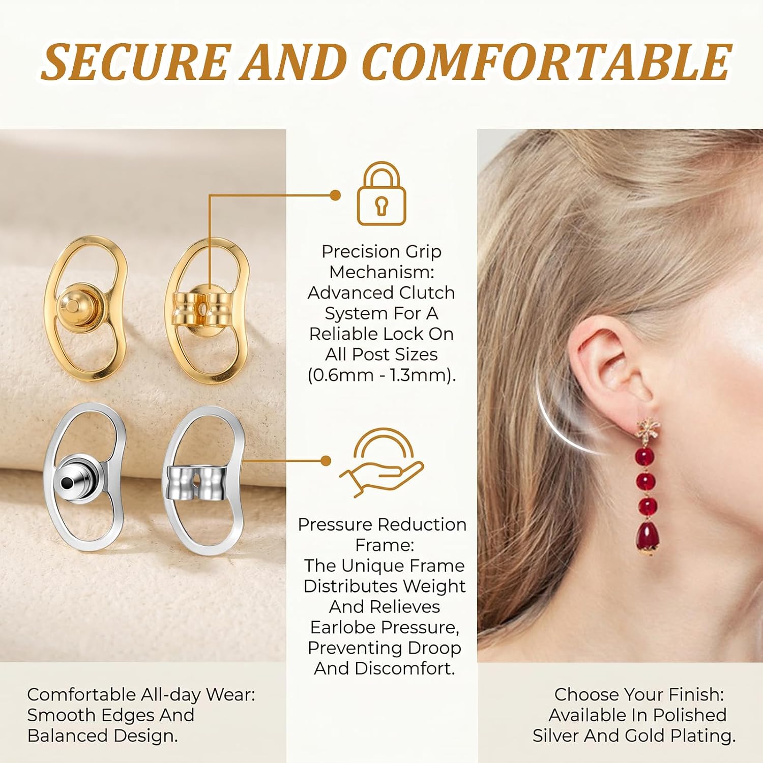 8PCS Lobe Lifter Earring Backs Earrings Backs for Heavy Earrings