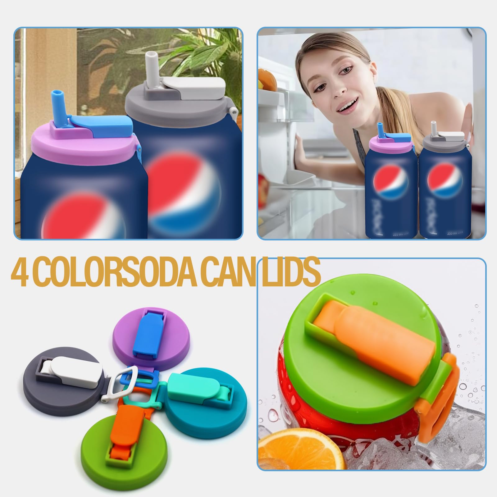Couvercle Canette Avec Paille CAASFOOY Lot De 8 Couvercles En Silicone Pour Canettes De Soda, 2 Couvercle Silicone
