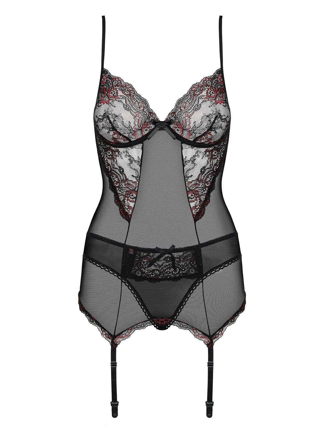 Selente Luxury Love Séduisant ensemble de lingerie à 3 pièces: guêpière, slip et bandeau pour les yeux en satin. Fabriqué dans l'UE.