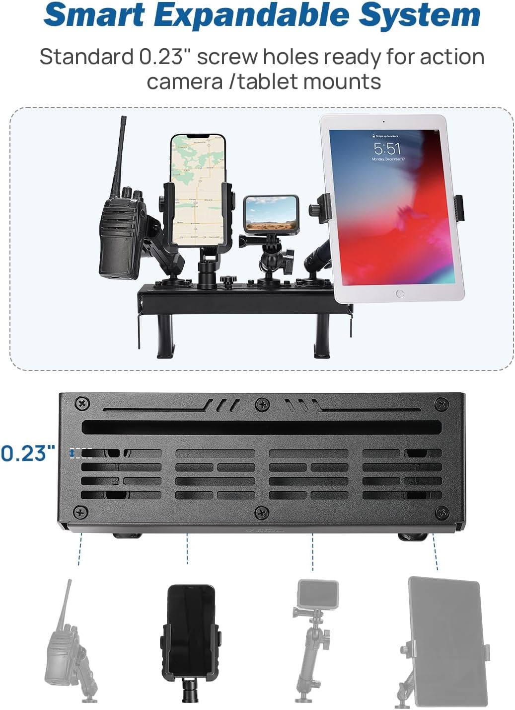 JOYTUTUS Metal Dash Mount Phone Holder for 2025 2026 4Runner(Only for 14Inch Screen) | No Drill Installation | Custom Fit Phone Mount Expansion Platform | One-Hand Adjustable Clip